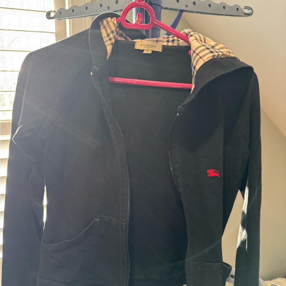 Burberry Black Hoodie with Plaid Lining